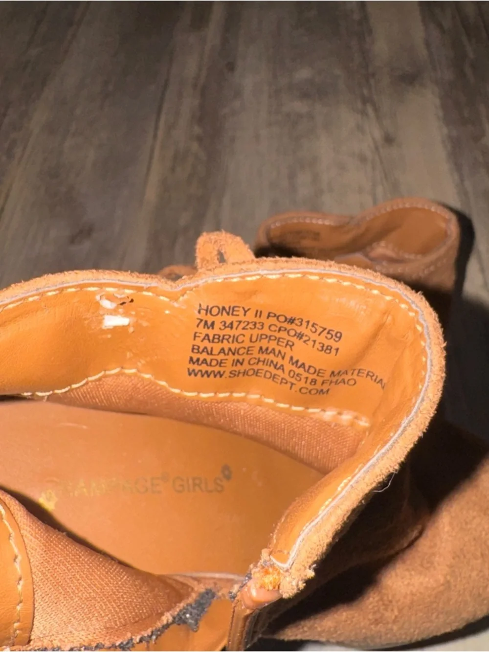 Rampage Kids Suede Fringe Ankle Booties- Cognac Brown